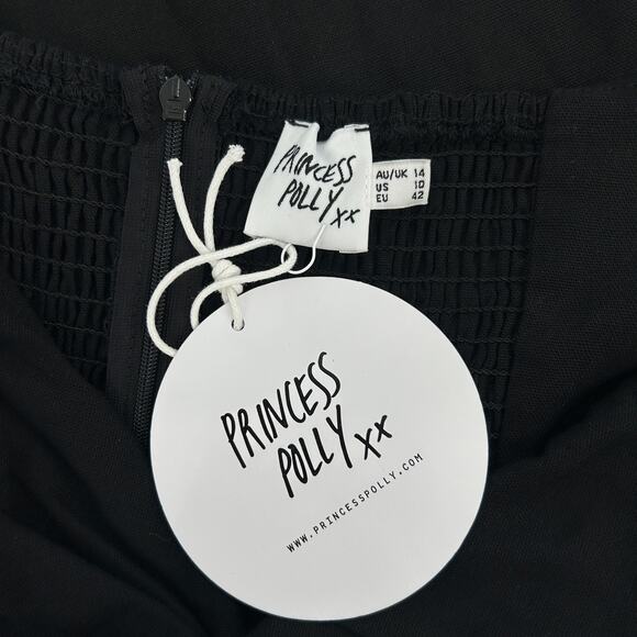 PRINCESS POLLY Mini Dress Womens 10 LBD Baddie Grunge Black Cotton Linen Blend - Picture 7 of 10